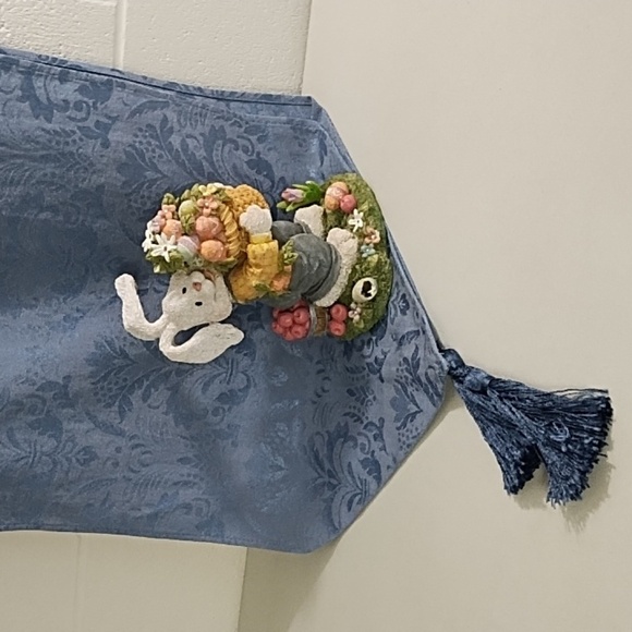 Charming Easter Scape Bunny Figurine & Blue Table Runner 70" L X 13" W - Picture 11 of 16